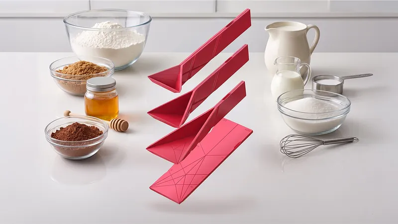 Polygons sobre a bancada, ao lado de farinha, açúcar, cacau e mel