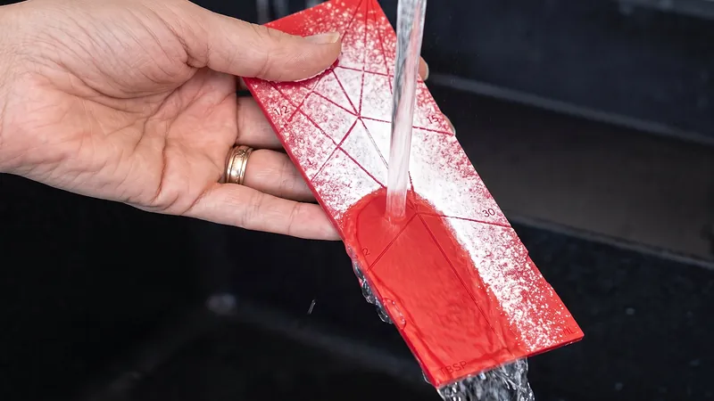 Polygons aberto plano sendo lavado em água corrente